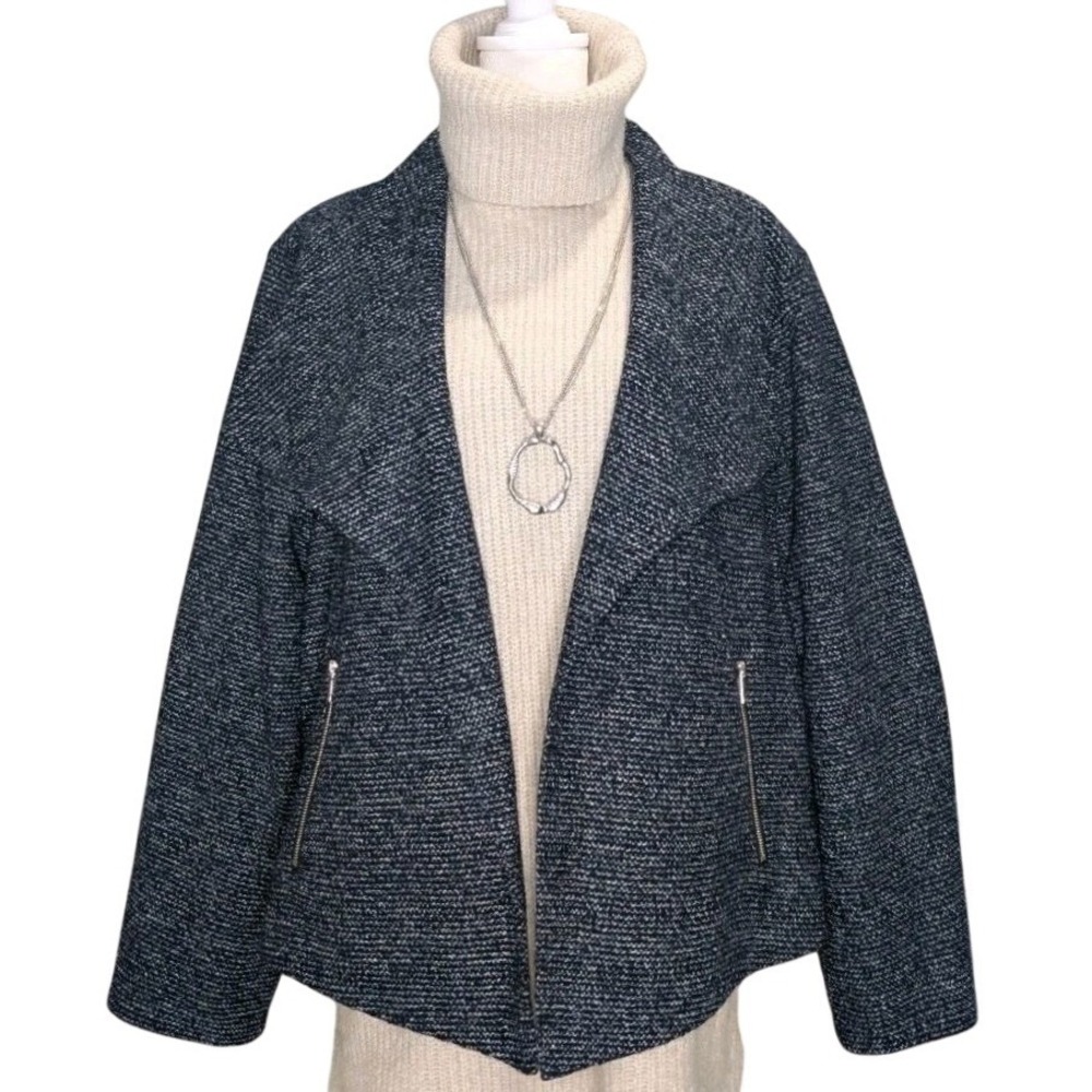 Calvin Klein NWT Blue Woven Textured Open Front Cardigan Size 2X Business Casual